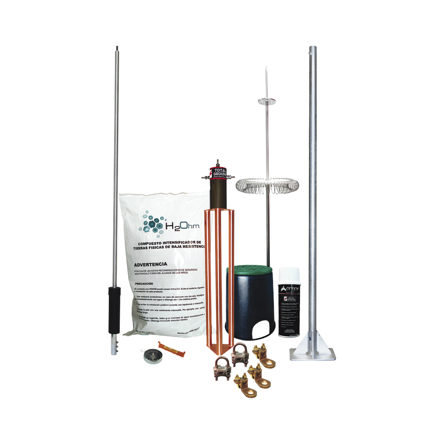 Kit de Pararrayo Dipolo con Electrodo y Accesorios de Instalación para Techo TOTAL GROUND KIT-MASTER-DIPOLOV2 - SILYMX