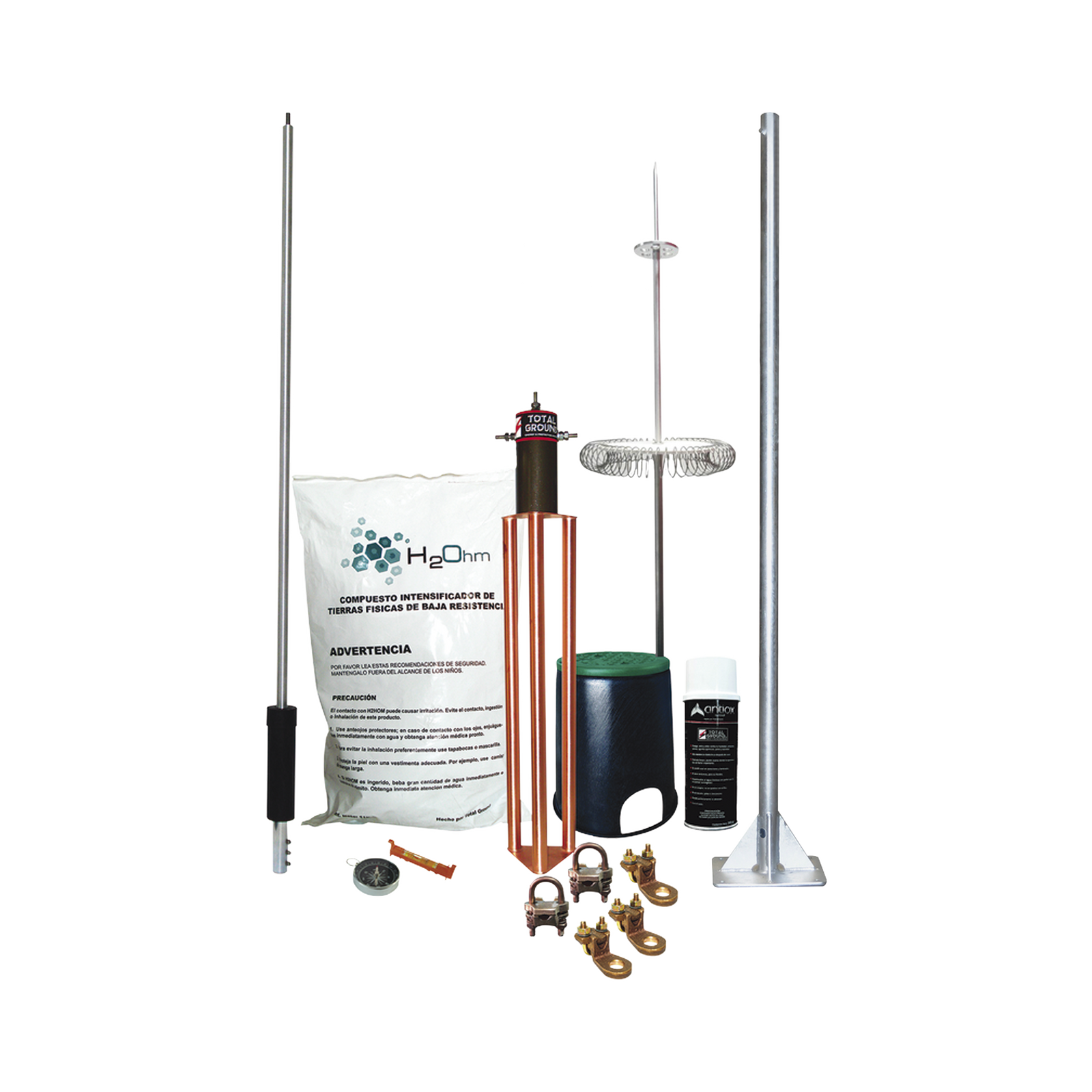 Kit de Pararrayo Dipolo con Electrodo y Accesorios de Instalación para Techo TOTAL GROUND KIT-MASTER-DIPOLOV2 - SILYMX