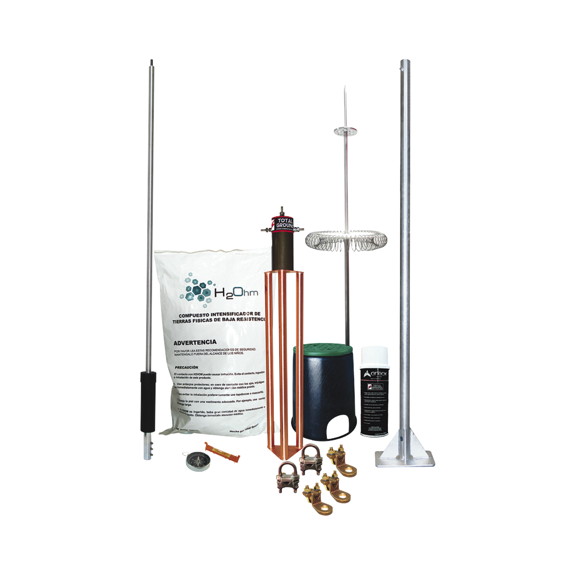 Kit de Pararrayo Dipolo con Electrodo y Accesorios de Instalación para Techo TOTAL GROUND KIT-MASTER-DIPOLOV2 - SILYMX