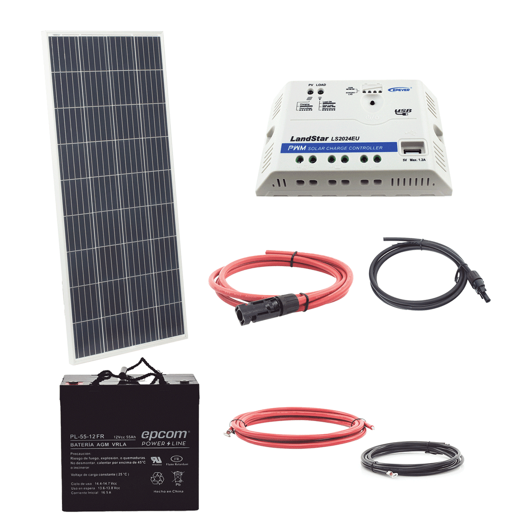 Kit Solar Bateria 55ah Panel Solar Cables Y Controlador