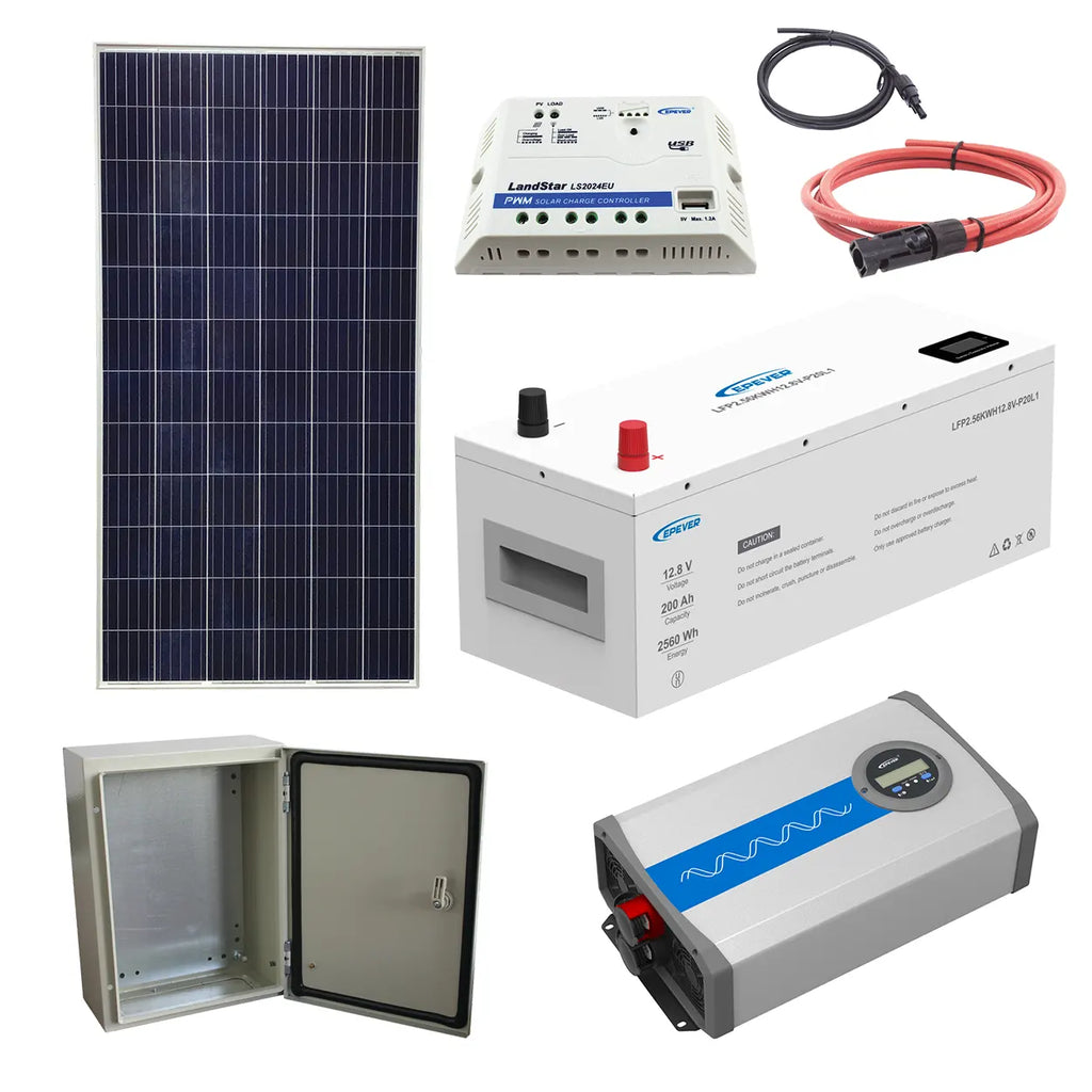 Kit Solar 1200 Watts 24v Bateria Litio 200 ah Starlink Frigobar Luces Cabañas KITSOLAR1200W