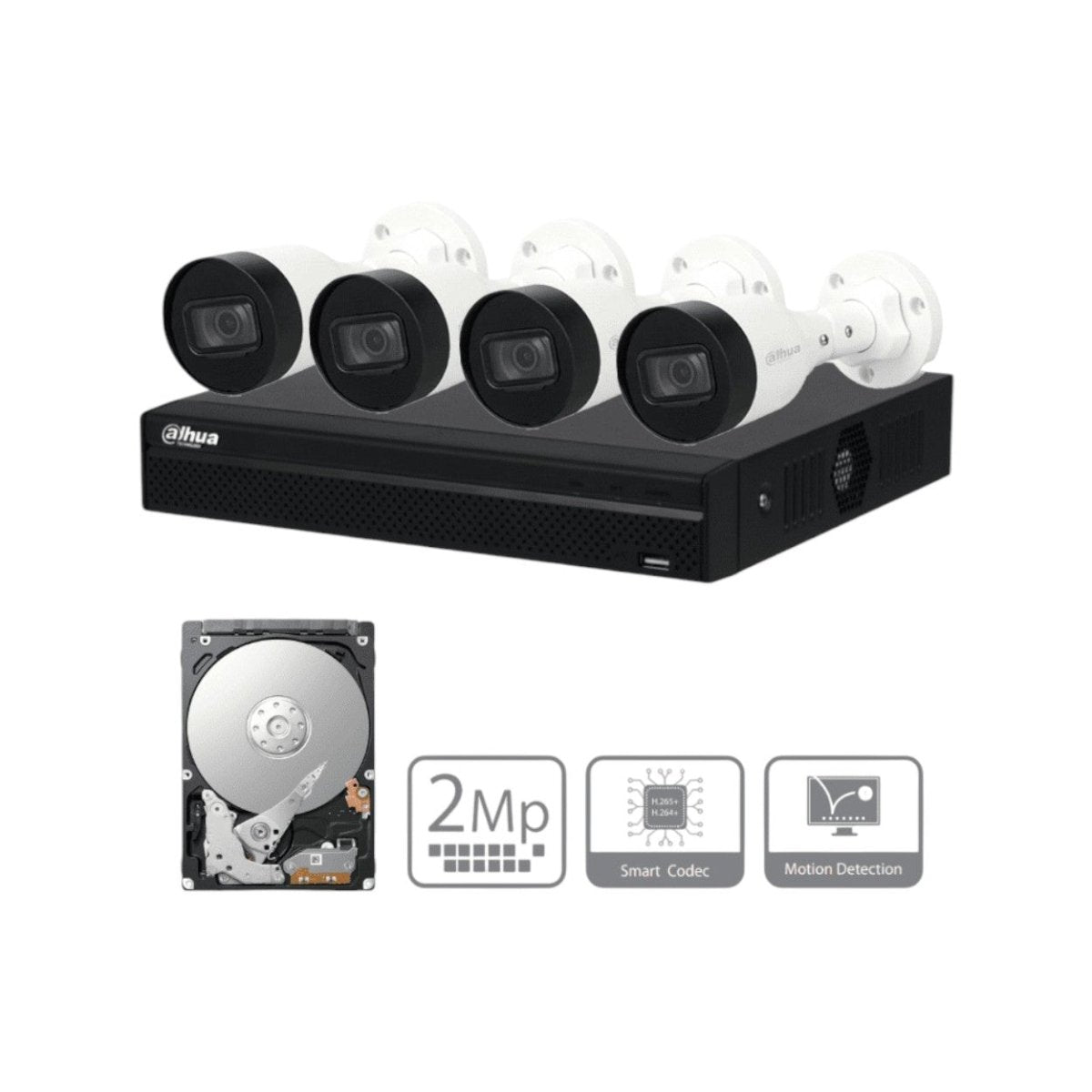 Kit Ip De 4 Canales Con Nvr Con 4 Puertos Poe 1tb 4 Cámaras - SILYMX