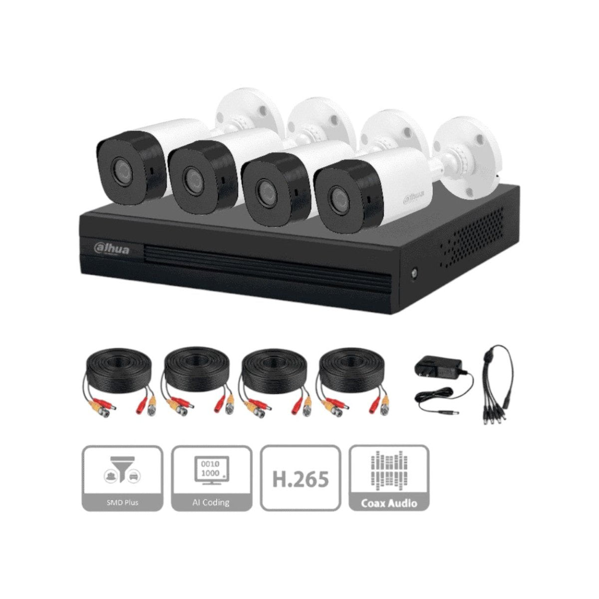 Kit De 4 Canales Con Cámaras B1a11 De 1 Megapíxel DH-KIT/XVR1B04-I/4-B1A11N-0280B - SILYMX