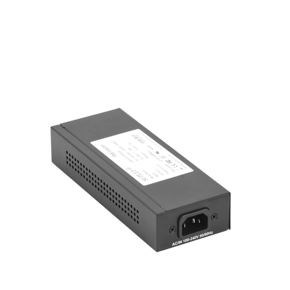 Inyector Super Hi-PoE 56 Vcc 30 Watts Para Domos HIKVISION PTZ IP (-AE DE) Soporta 802.3 af /at Para Aplicaciones de CCTV LAS30-57CN-RJ45 - SILYMX