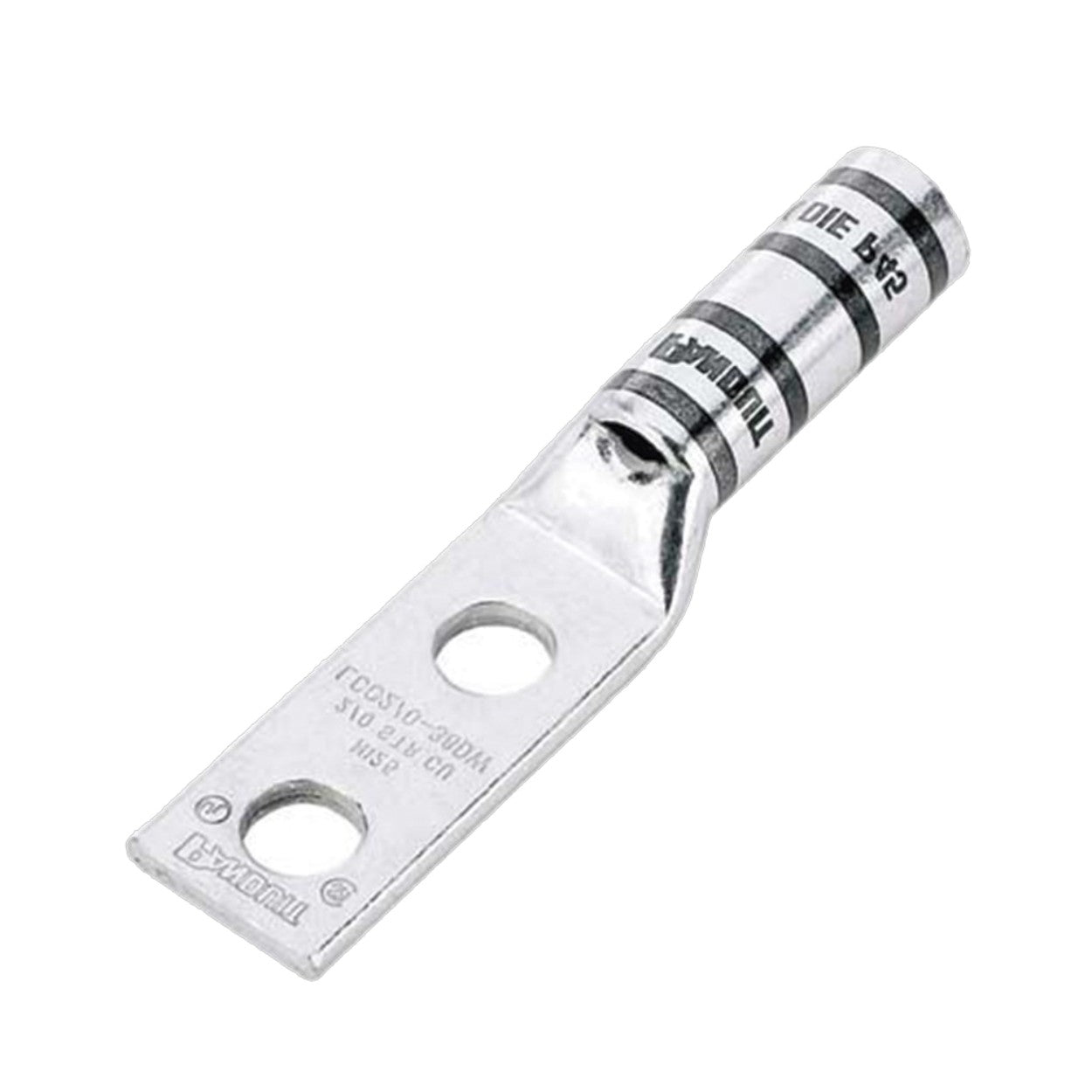 Terminal de Compresión Pan-Lug de Barril Largo de Dos Orificios para Cable 6 AWG LCC6-12W-L - SILYMX