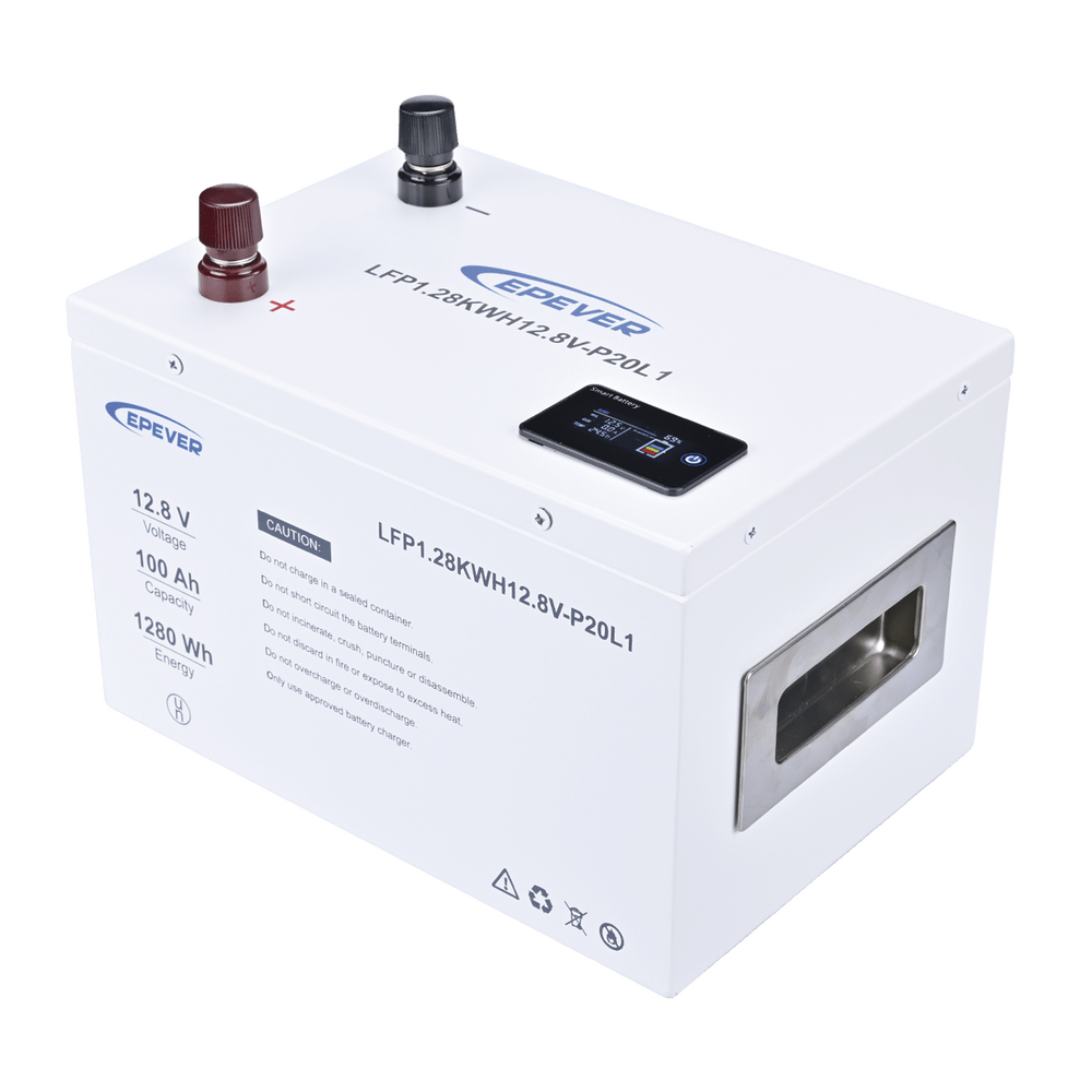 Batería de Litio LiFePO4 12.8Vcc 100Ah 1.28KwH Pantalla LCD para Monitoreo Local Carcasa Metálica LFP100EP128 - SILYMX