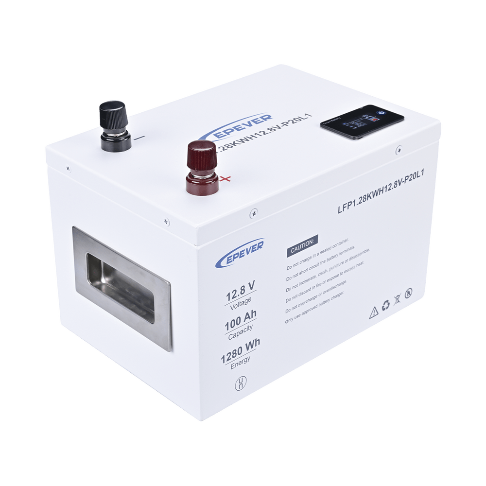 Batería de Litio LiFePO4 12.8Vcc 100Ah 1.28KwH Pantalla LCD para Monitoreo Local Carcasa Metálica LFP100EP128 - SILYMX