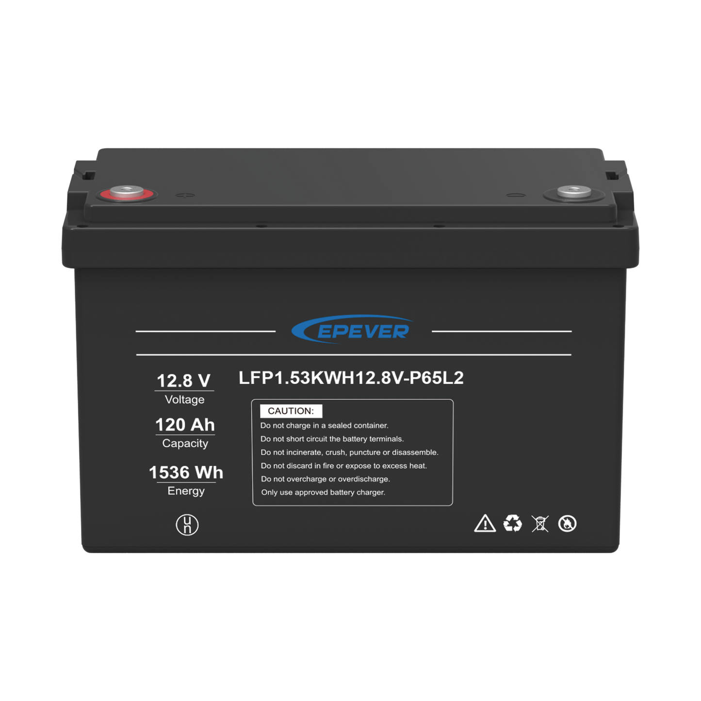 Batería de Litio LiFePO4 Ciclo Profundo 12.8Vcc 120 Ah 1.53Kwh para Exterior Libre de Mantenimiento EPEVER LFP120EP12.8 - SILYMX
