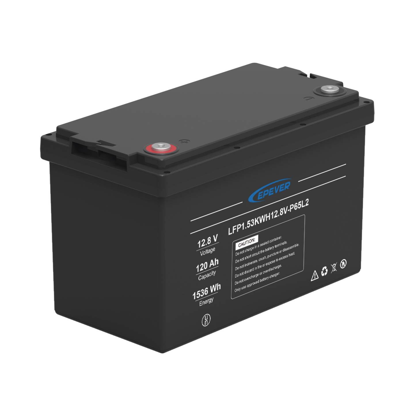 Batería de Litio LiFePO4 Ciclo Profundo 12.8Vcc 120 Ah 1.53Kwh para Exterior Libre de Mantenimiento EPEVER LFP120EP12.8 - SILYMX