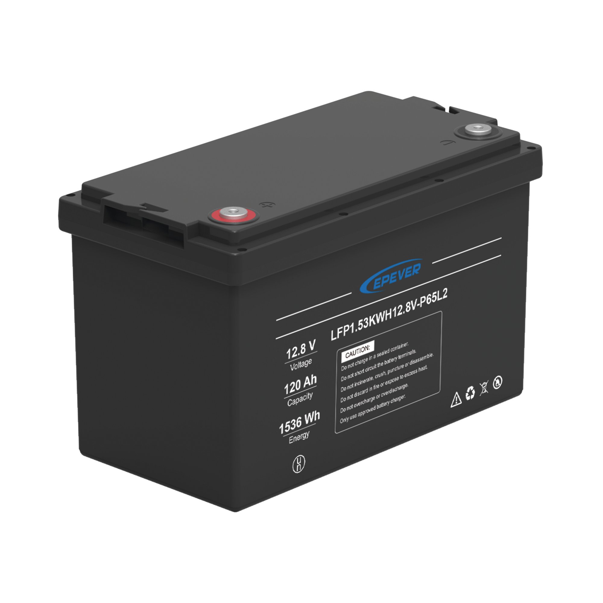 Batería de Litio LiFePO4 Ciclo Profundo 12.8Vcc 120 Ah 1.53Kwh para Exterior Libre de Mantenimiento EPEVER LFP120EP12.8 - SILYMX