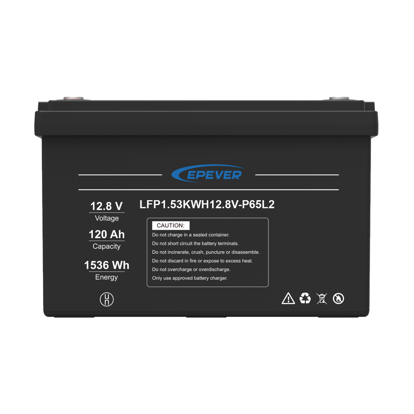 Batería de Litio LiFePO4 Ciclo Profundo 12.8Vcc 120 Ah 1.53Kwh para Exterior Libre de Mantenimiento EPEVER LFP120EP12.8 - SILYMX