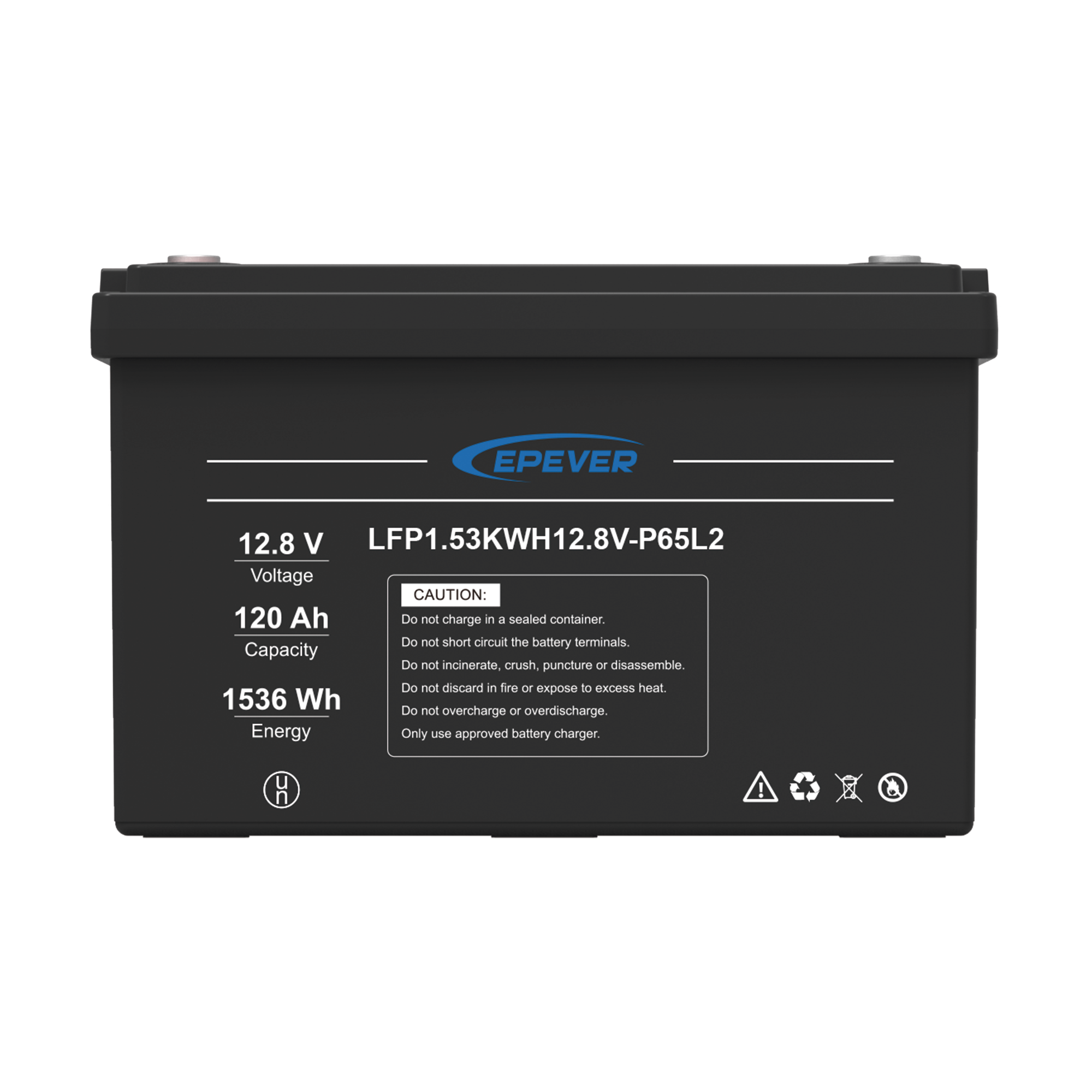 Batería de Litio LiFePO4 Ciclo Profundo 12.8Vcc 120 Ah 1.53Kwh para Exterior Libre de Mantenimiento EPEVER LFP120EP12.8 - SILYMX