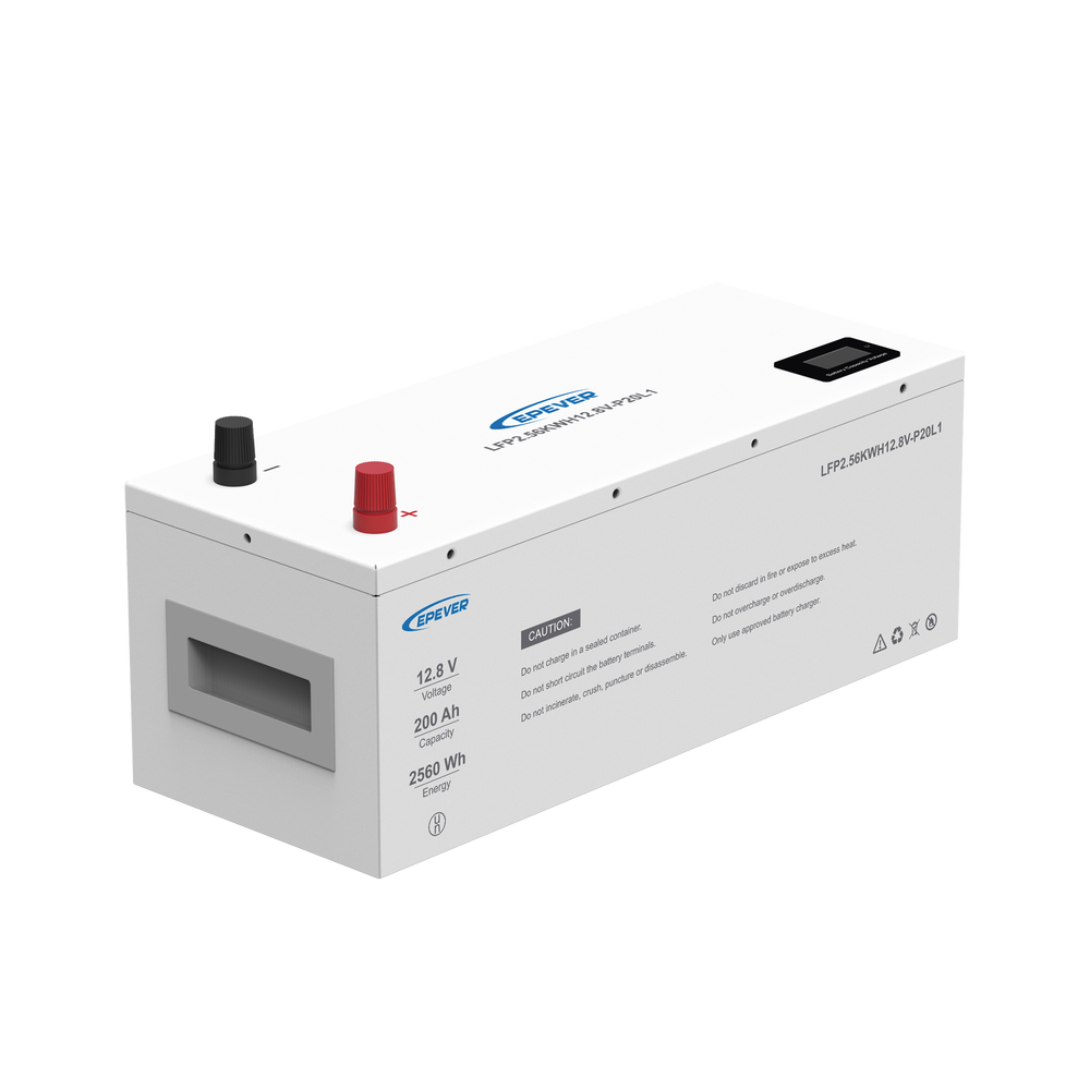 Batería de litio EPEVER LiFeO4 12.8Vcc 200Ah 2.56Kwh Pantalla LCD para Monitoreo Local Carcasa Metálica LFP200EP128