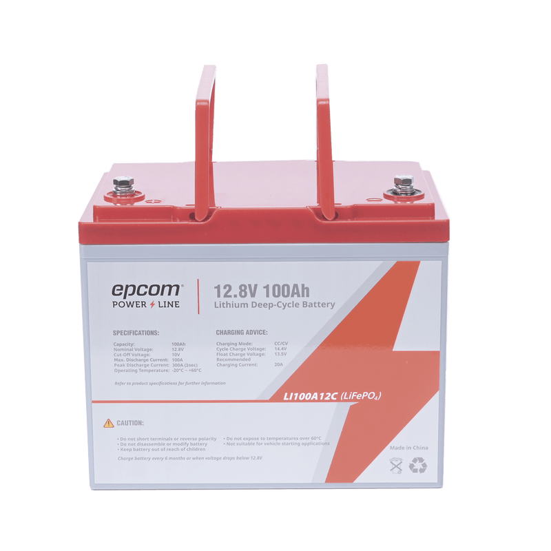 Batería de Litio Ciclo Profundo 12.8 Vcc 100Ah (LiFePO4 de Celdas Cilíndricas) Válvula de Alivio Solar Marina Máximo 100 A de Descarga LI100A12CV - SILYMX