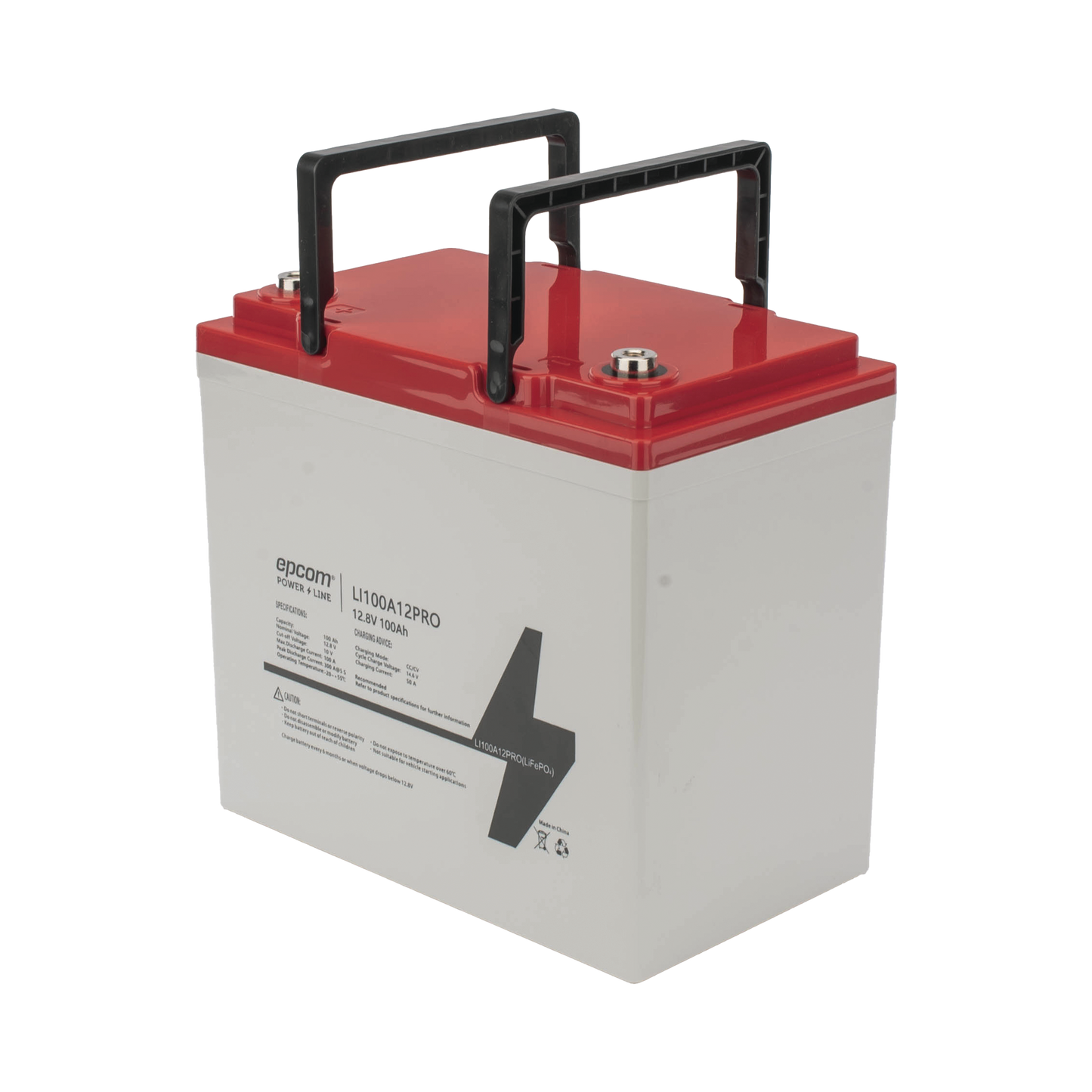 Batería de Litio Ciclo Profundo, 12.8 Vcc 100Ah LiFePO4 Válvula de Alivio, Solar, Marina, Máximo 100 A de Descarga - SILYMX