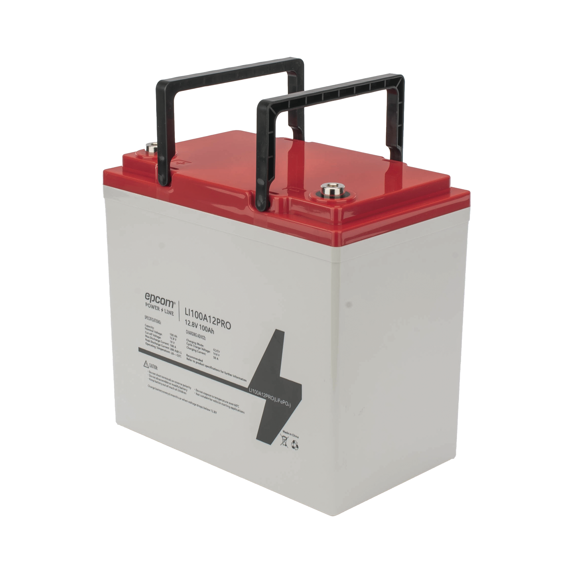 Batería de Litio Ciclo Profundo, 12.8 Vcc 100Ah LiFePO4 Válvula de Alivio, Solar, Marina, Máximo 100 A de Descarga - SILYMX