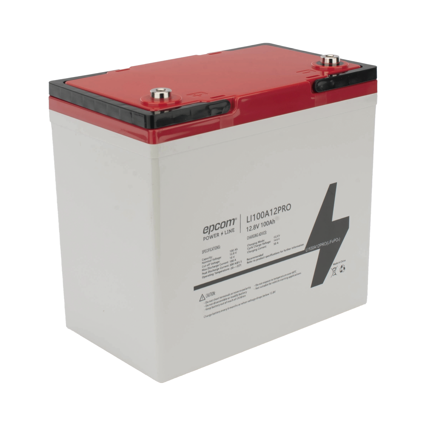 Batería de Litio Ciclo Profundo, 12.8 Vcc 100Ah LiFePO4 Válvula de Alivio, Solar, Marina, Máximo 100 A de Descarga - SILYMX