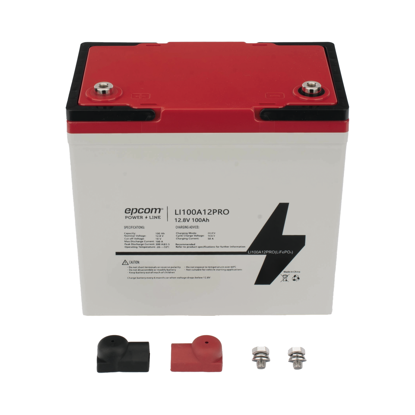 Batería de Litio Ciclo Profundo, 12.8 Vcc 100Ah LiFePO4 Válvula de Alivio, Solar, Marina, Máximo 100 A de Descarga - SILYMX