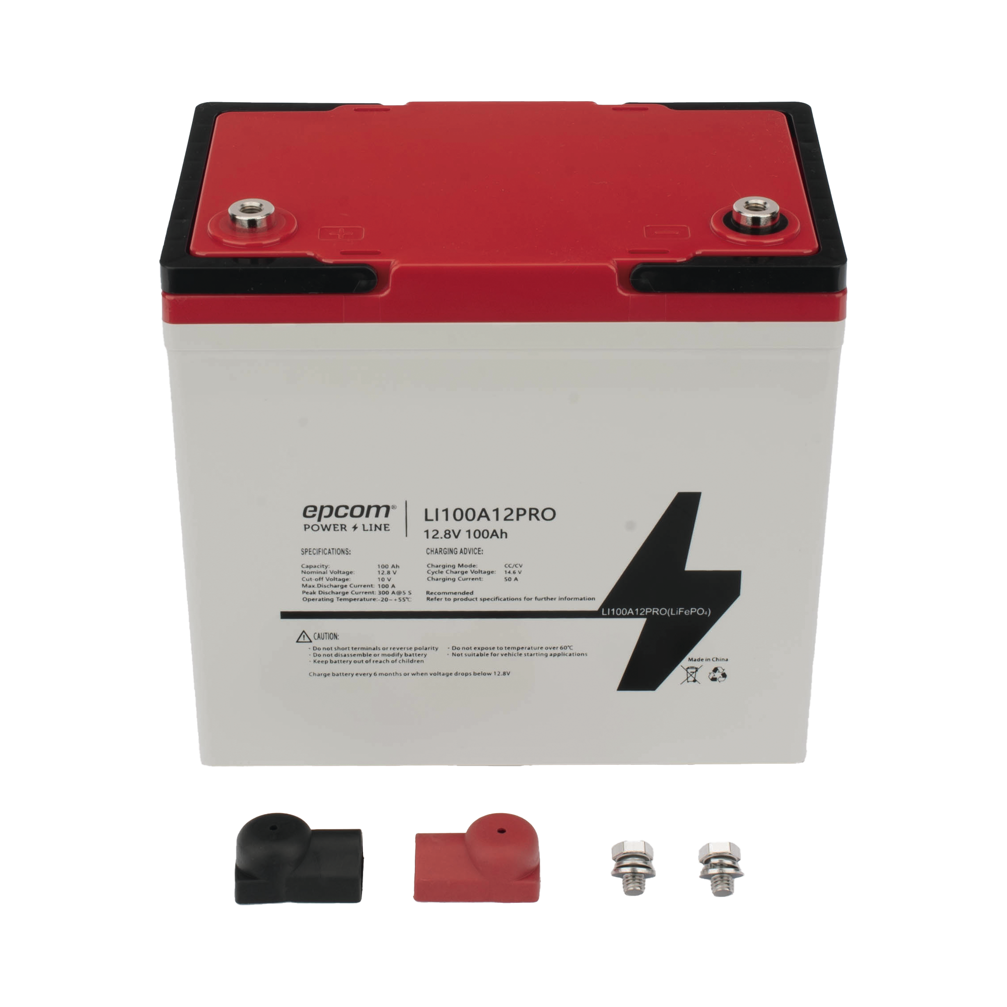 Batería de Litio Ciclo Profundo, 12.8 Vcc 100Ah LiFePO4 Válvula de Alivio, Solar, Marina, Máximo 100 A de Descarga - SILYMX