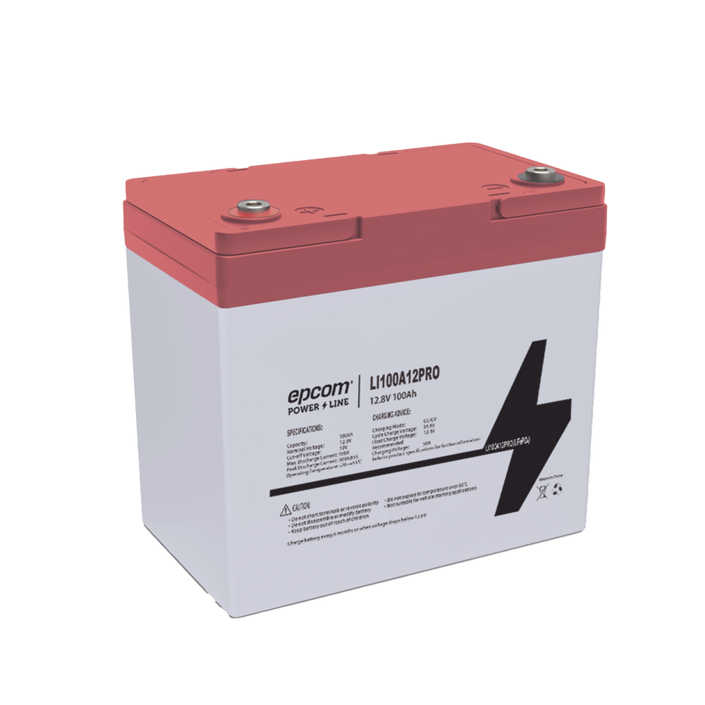 Batería de Litio Ciclo Profundo, 12.8 Vcc 100Ah LiFePO4 Válvula de Alivio, Solar, Marina, Máximo 100 A de Descarga - SILYMX