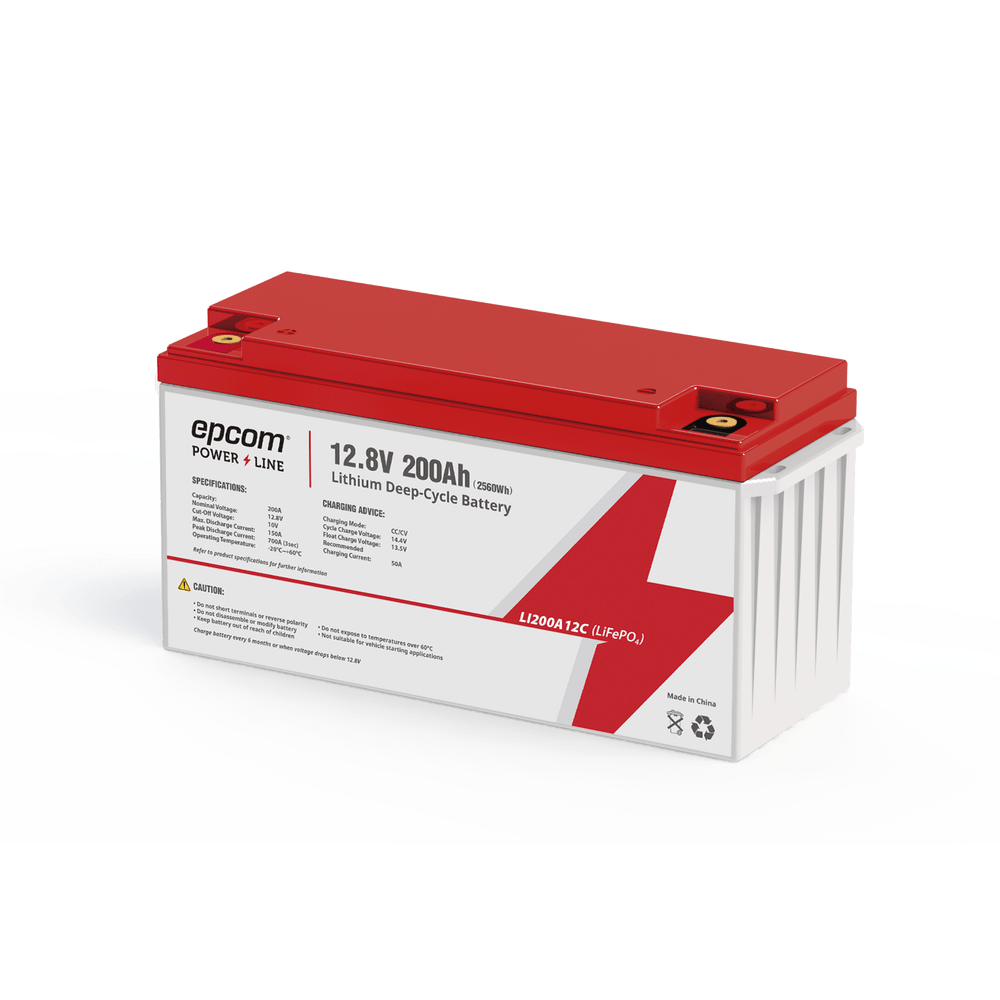 BateríasEPCOM POWERLINELI200A12CVBatería de Litio Ciclo Profundo 12.8 Vcc 200Ah LiFePO4 Solar Marina Máximo 200 A de Descarga LI200A12CV - SILYMX