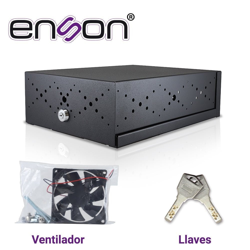 Gabinete De Seguridad Enson Lince13 Para Dvr Movil 380x270x115mm Con Ventilador Color Negro Compatible Con La Serie Mx1n Y Mm1n - SILYMX