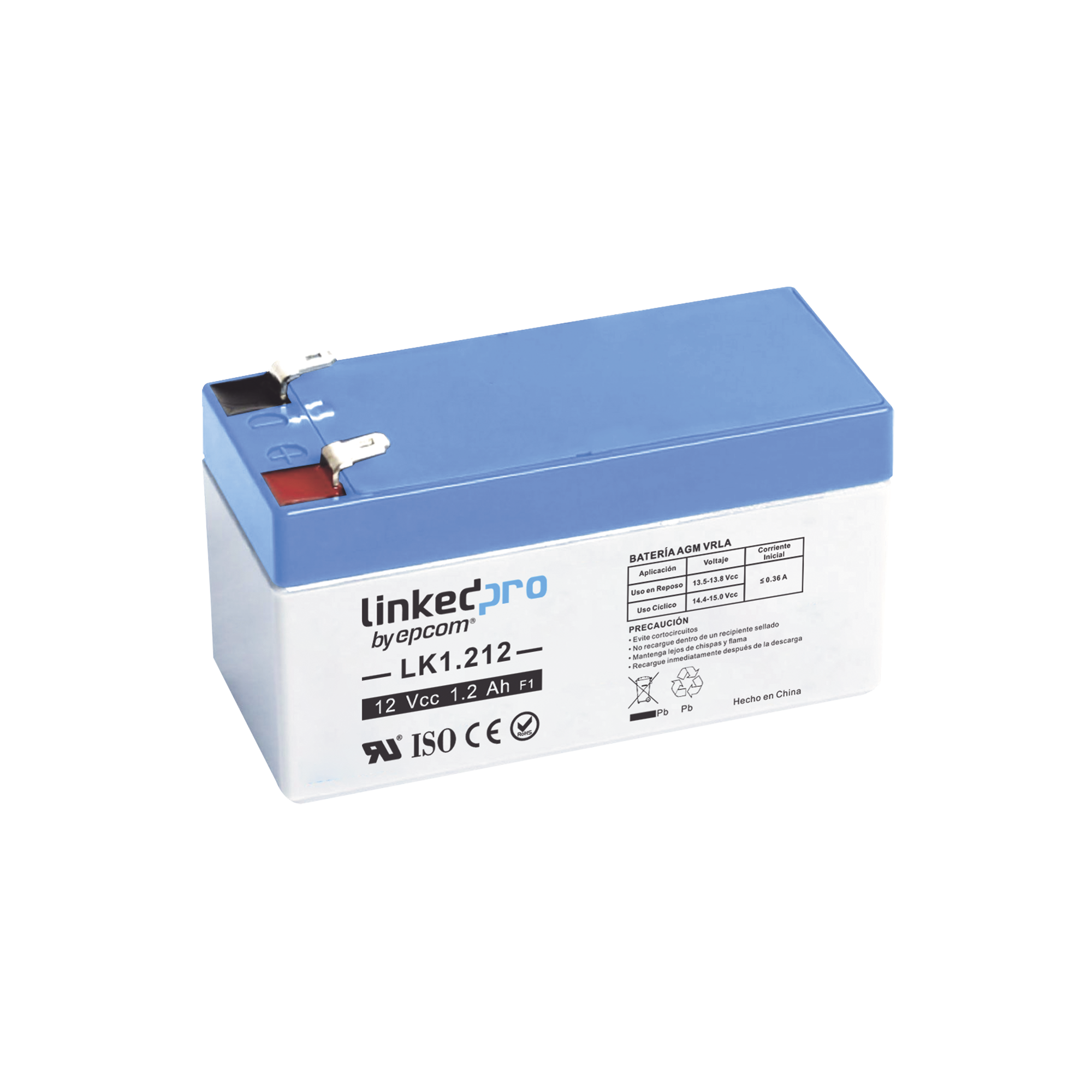 Batería 12 V 1.2 Ah UL Terminales F1 Incluye adaptador F2 LINKEDPRO BY EPCOM LK1.212 - SILYMX