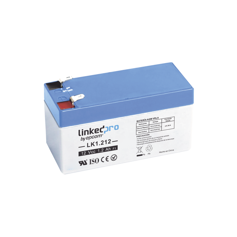 Batería 12 V 1.2 Ah UL Terminales F1 Incluye adaptador F2 LINKEDPRO BY EPCOM LK1.212 - SILYMX