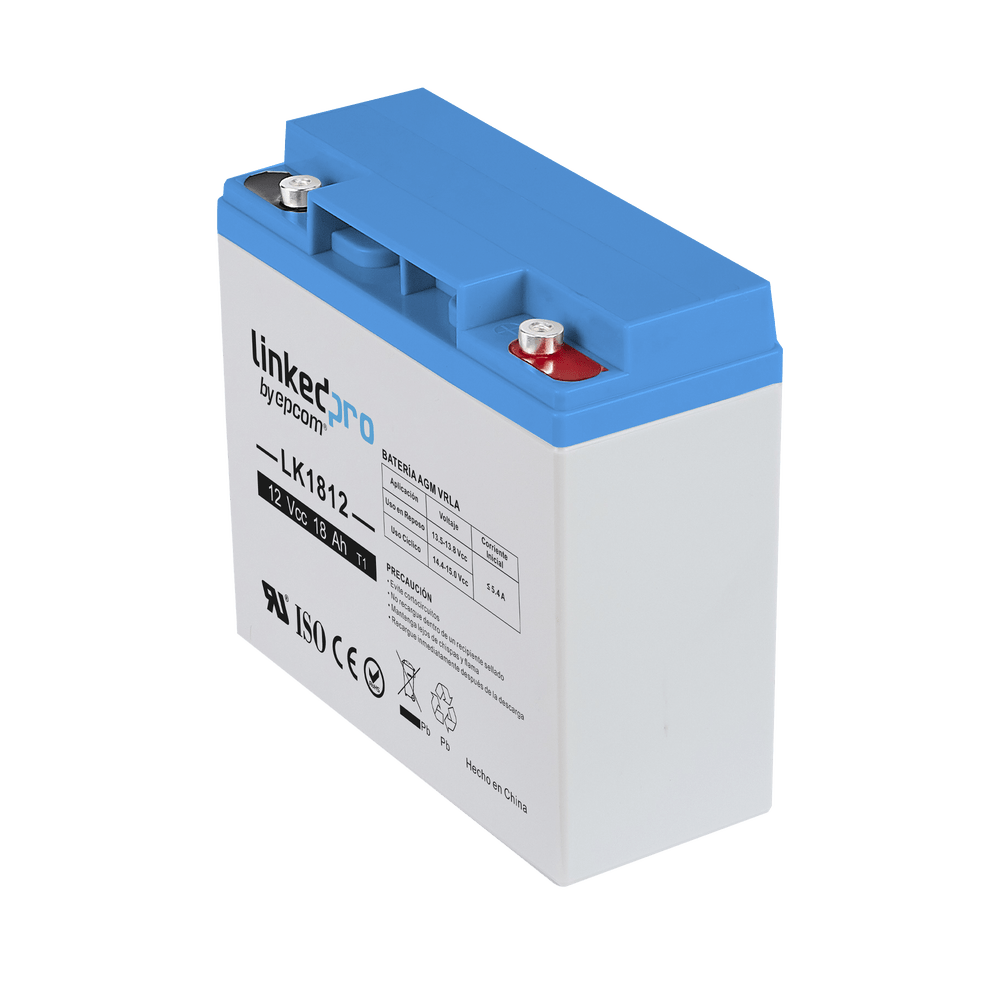 Batería 12 Vcc 18 Ah UL Tecnología AGM-VRLA Para uso en equipo electrónico Alarmas de Intrusión Incendio Control de acceso Video Vigilancia  Terminales T1 - SILYMX