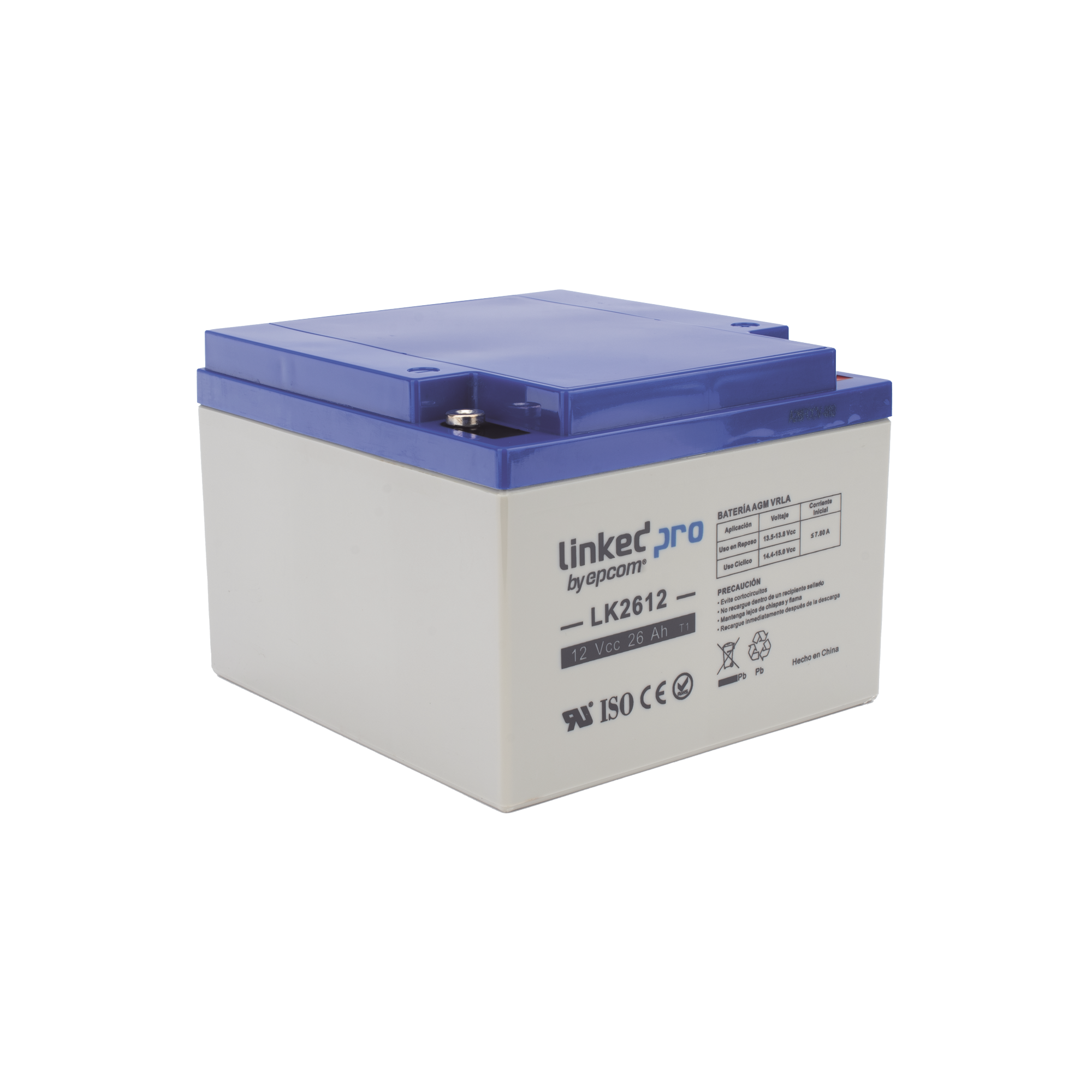 Batería AGM 12V 26Ah LINKEDPRO UL para Sistemas de Seguridad, Alarmas y Videovigilancia LK2612