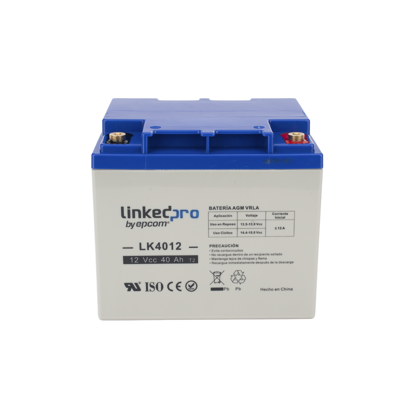 Batería 12 V 40 Ah UL AGM Terminales T2 LINKEDPRO BY EPCOM LK4012