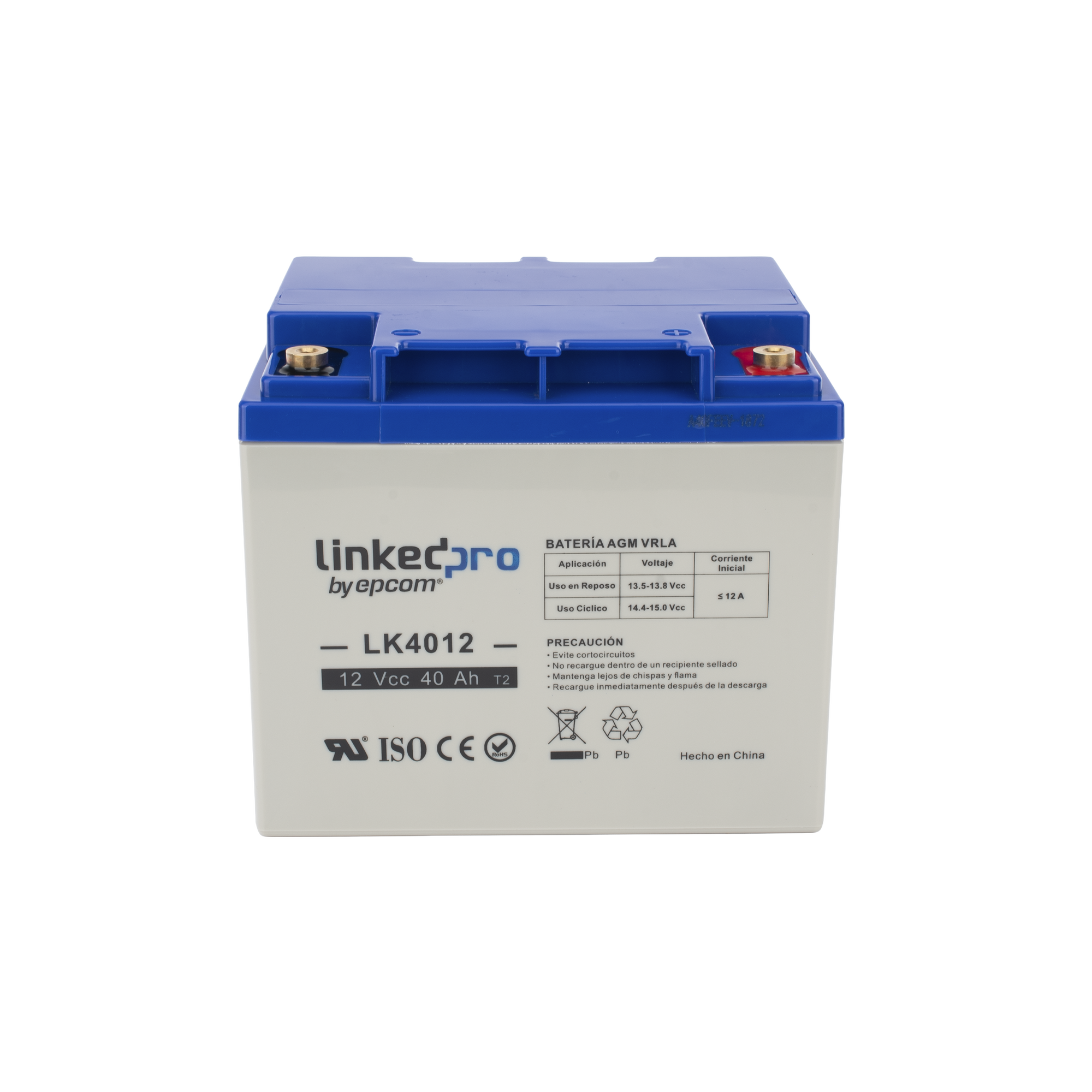 Batería 12 V 40 Ah UL AGM Terminales T2 LINKEDPRO BY EPCOM LK4012