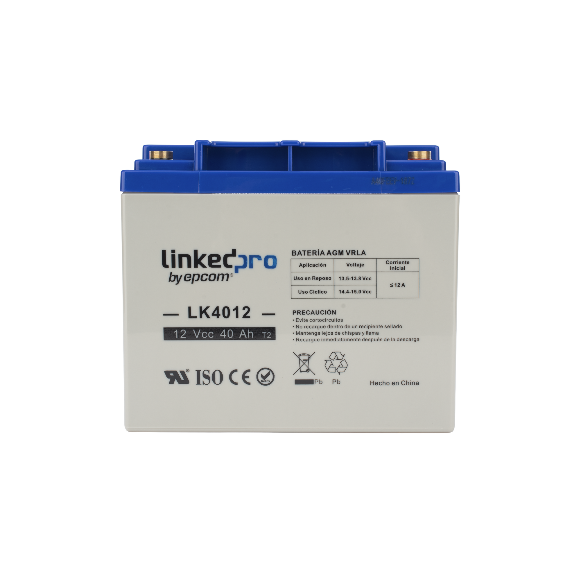 Batería 12 V 40 Ah UL AGM Terminales T2 LINKEDPRO BY EPCOM LK4012