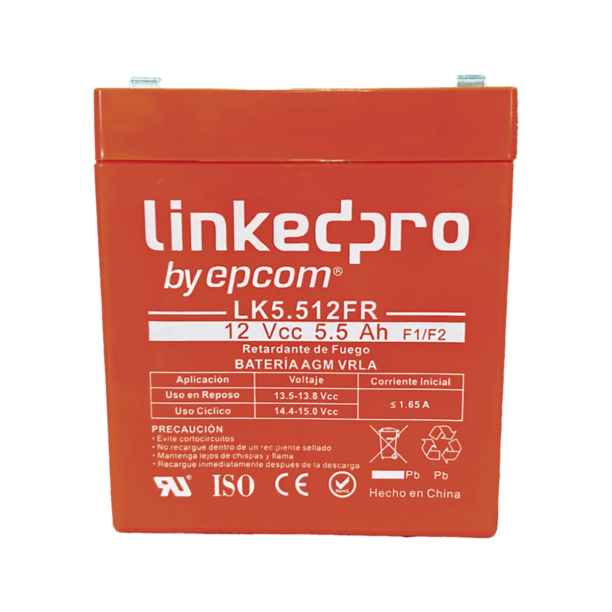 BateriasLINKEDPRO BY EPCOMLK5.512FRBatería AGM 12V 5.5Ah Retardante Flama UL 5 Años Alarma Acceso LINKEDPRO LK5.512FR - SILYMX