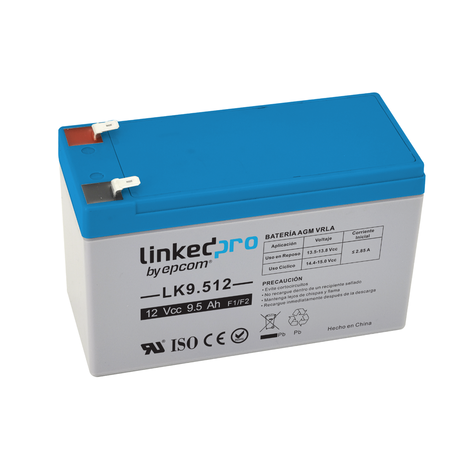 Batería 12V 9.5 Ah UL AGM Terminales F1 LINKEDPRO BY EPCOM LK9.512 - SILYMX