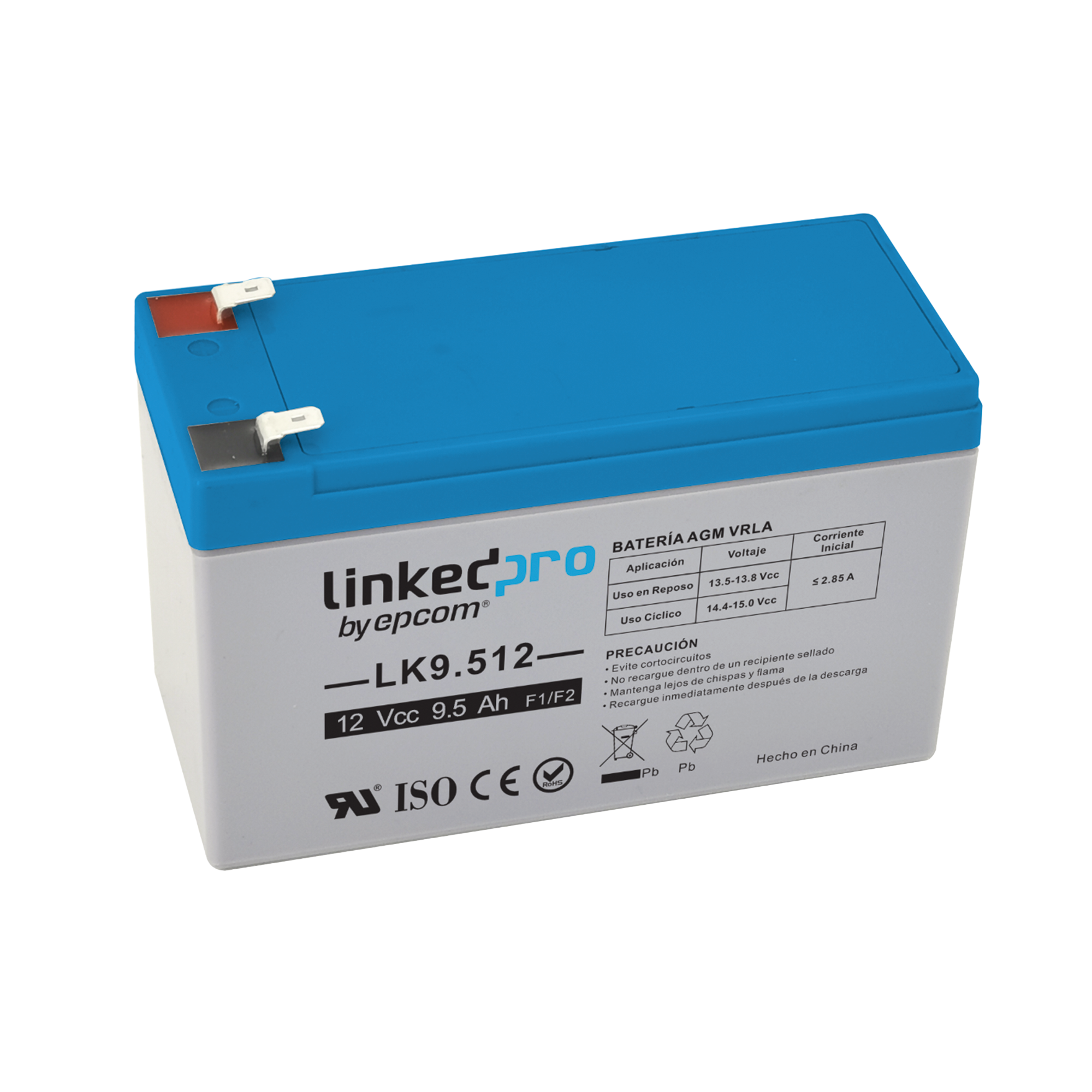 Batería 12V 9.5 Ah UL AGM Terminales F1 LINKEDPRO BY EPCOM LK9.512 - SILYMX