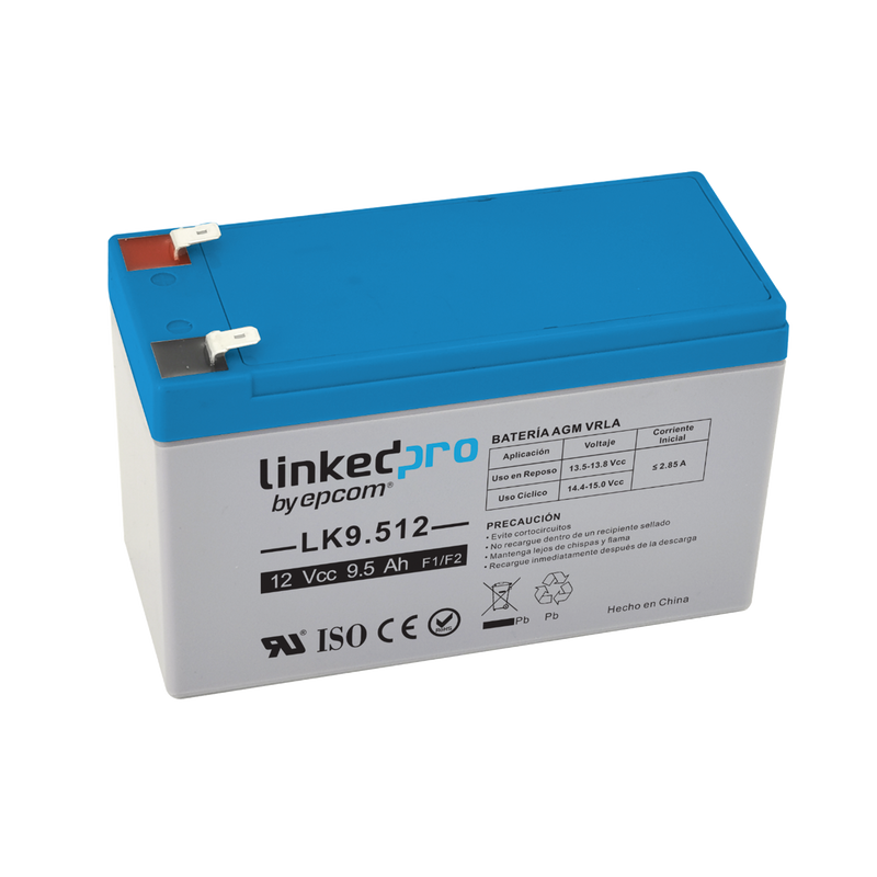 Batería 12V 9.5 Ah UL AGM Terminales F1 LINKEDPRO BY EPCOM LK9.512 - SILYMX