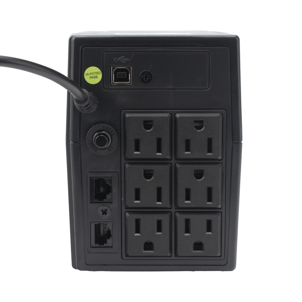 UPS 600VA/360 W Línea Interactiva 6 Contactos 5-15R (4 Respaldadas) Regulación de Voltaje Protección RJ45 - SILYMX