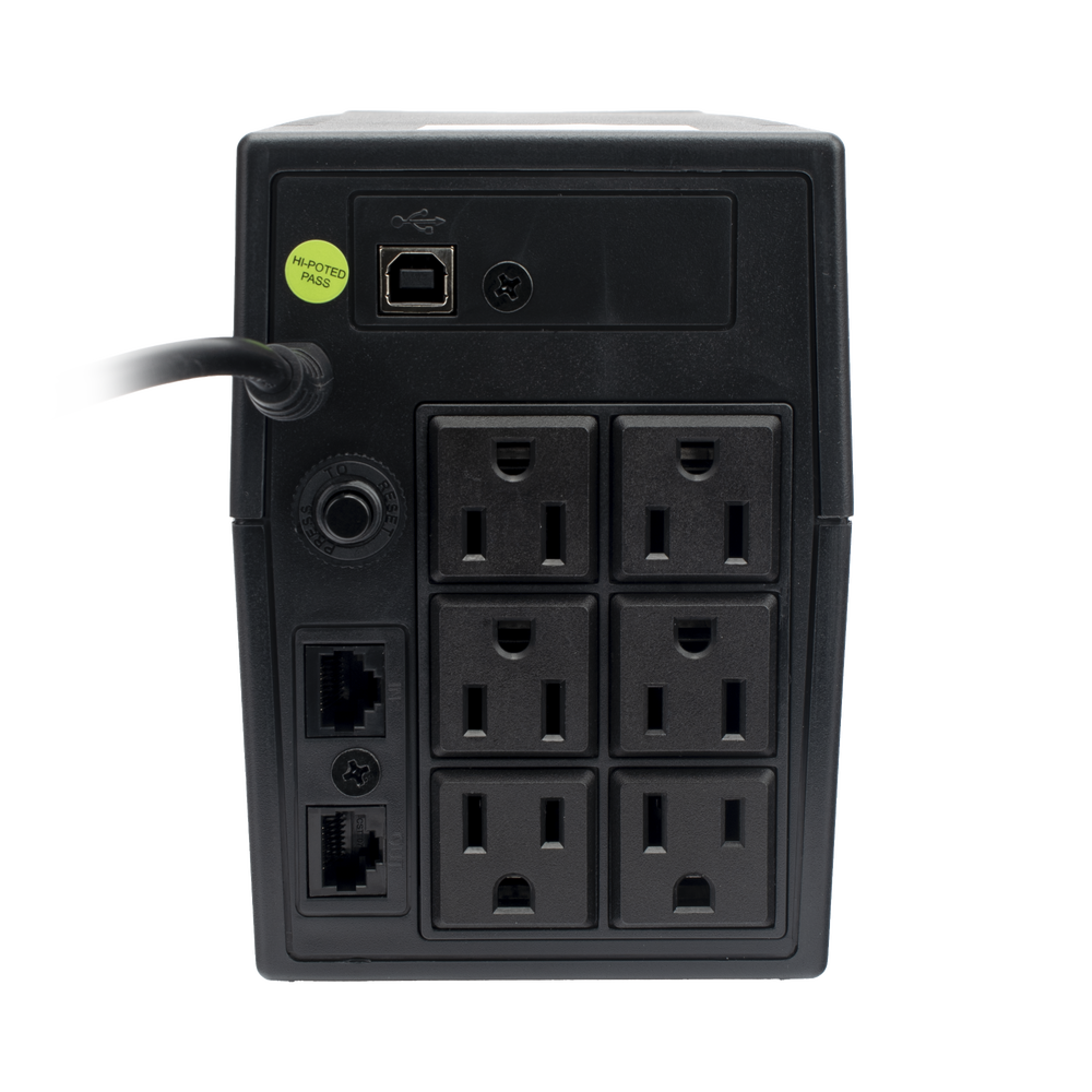 UPS 800VA/480 W Línea Interactiva 120Vca 6 tomas 5-15R (4 Respaldadas) Regulación de Voltaje Protección RJ45 - SILYMX