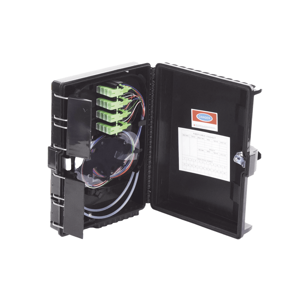 Cierre de Empalme para 24 fusiones de fibra óptica Interior/Exterior con 16 acopladores SC/APC y splitter 1x16 SC/APC Incluido IP65 - SILYMX