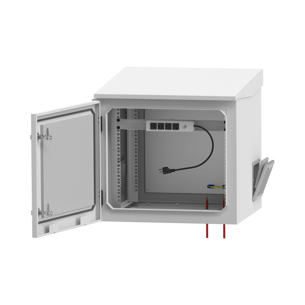 Gabinete de Exterior con Rack de 19" de 9UR con Ventiladores y Termostato (Montaje a poste o torre se vende por separado) LP-FORTE-09U-R3 - SILYMX