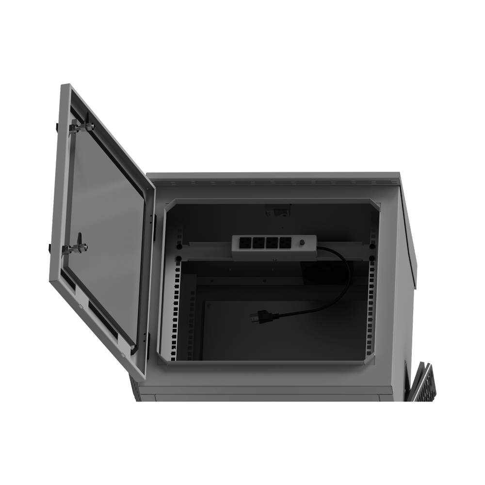 Gabinete de Exterior con Rack de 19" de 9UR con Ventiladores y Termostato (Montaje a poste o torre se vende por separado) LP-FORTE-09U-R3 - SILYMX