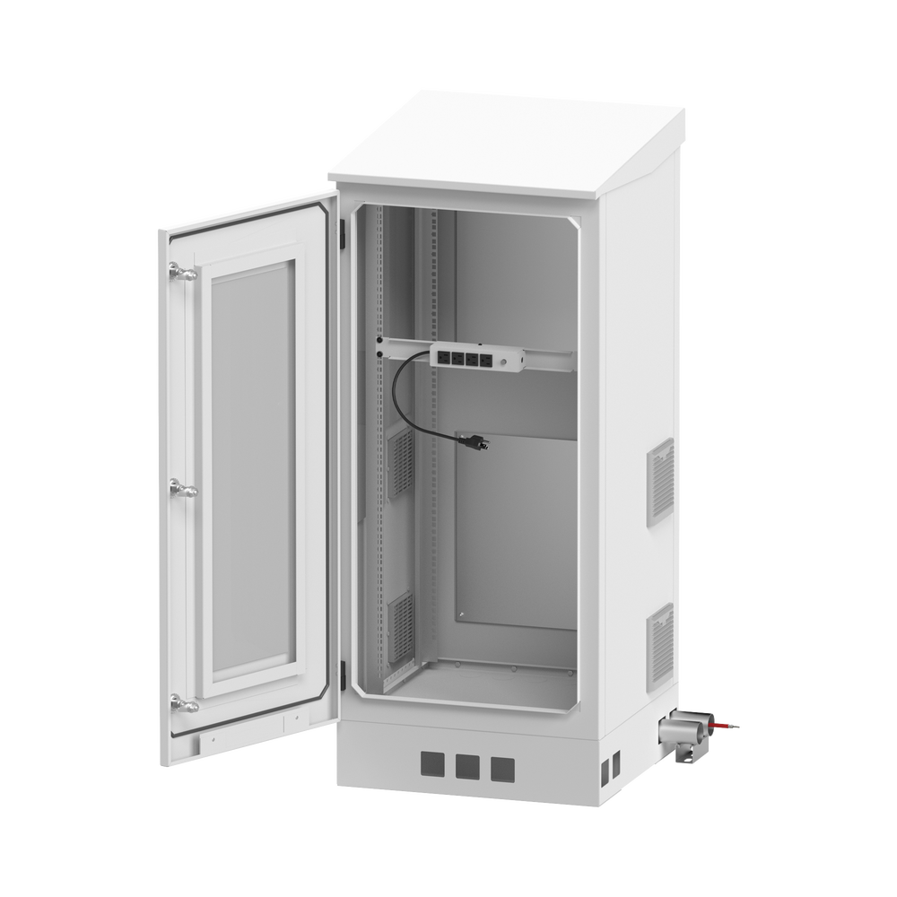 Gabinete De Piso Para Exterior Con Ventiladores Y Termostato Con Rack De 19" De 16 U + Espacio Para Baterías - SILYMX