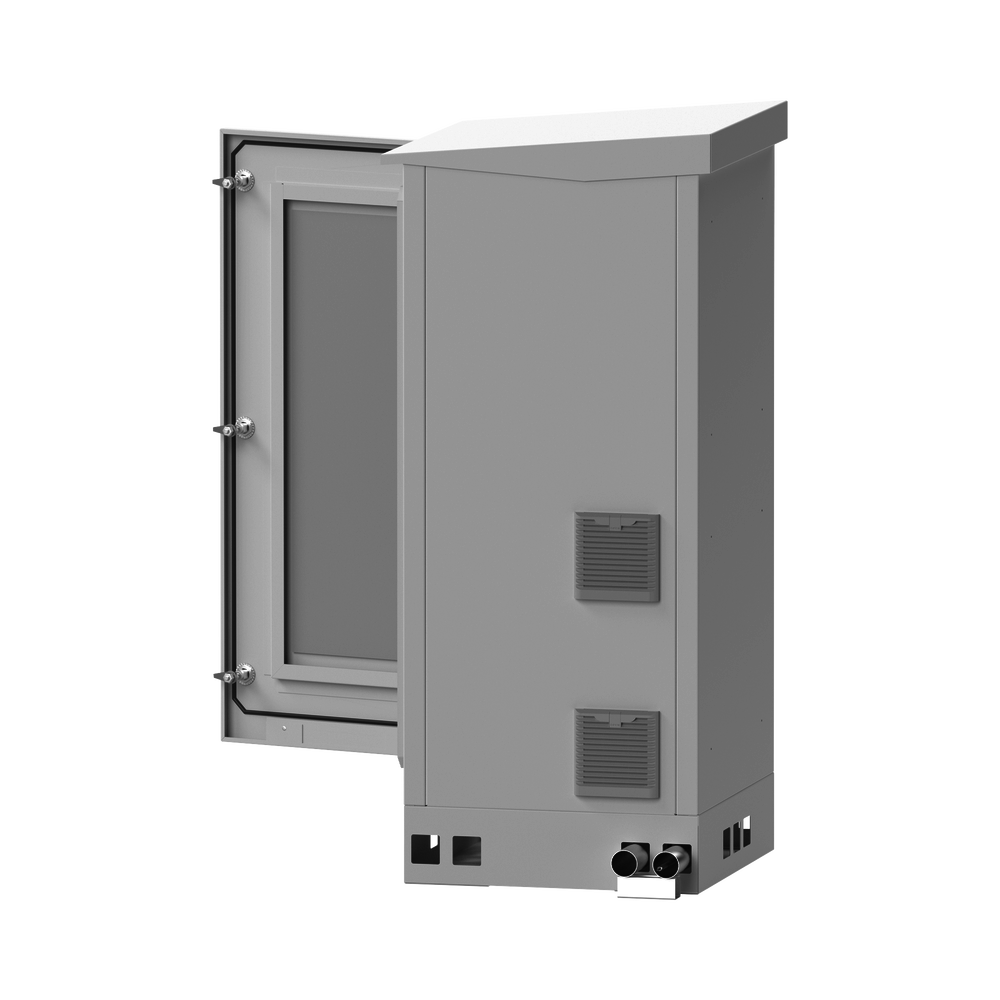 Gabinete De Piso Para Exterior Con Ventiladores Y Termostato Con Rack De 19" De 16 U + Espacio Para Baterías - SILYMX