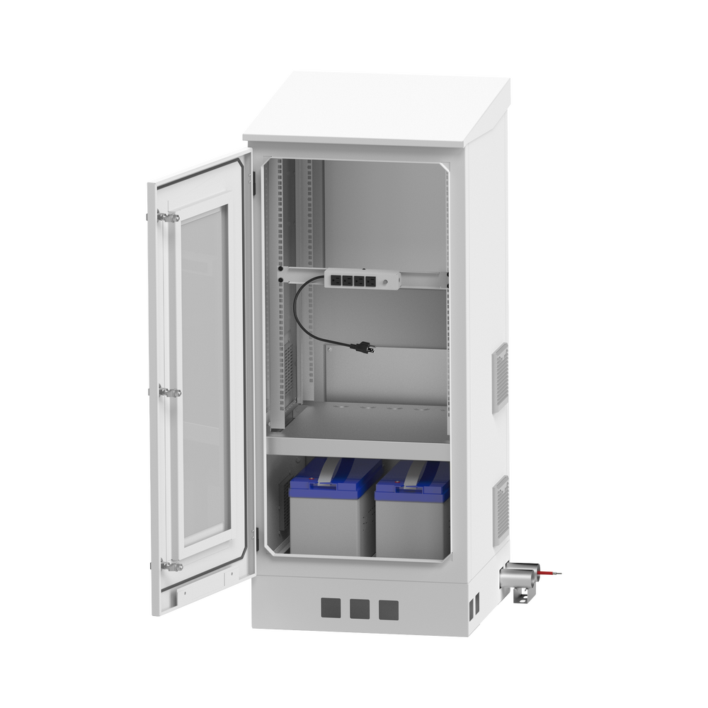 Gabinete De Piso Para Exterior Con Ventiladores Y Termostato Con Rack De 19" De 16 U + Espacio Para Baterías - SILYMX