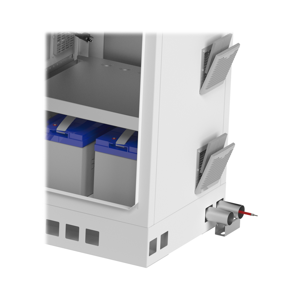 Gabinete De Piso Para Exterior Con Ventiladores Y Termostato Con Rack De 19" De 16 U + Espacio Para Baterías - SILYMX