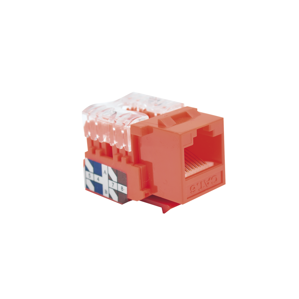 Módulo Jack Keystone Cat6 con terminación 110 (Punchdown) para faceplate Color Rojo LP-KJ-601-RD - SILYMX