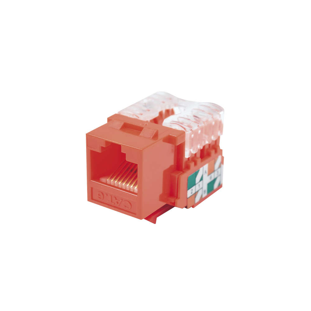 Módulo Jack Keystone Cat6 con terminación 110 (Punchdown) para faceplate Color Rojo LP-KJ-601-RD - SILYMX