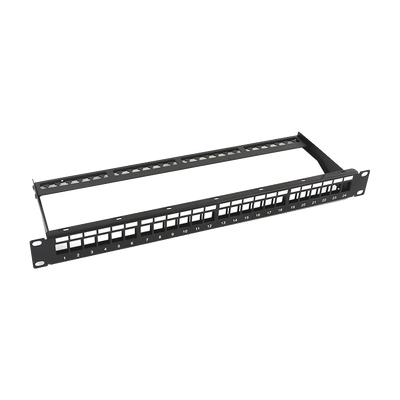 Patch Panel Modular Sin Blindaje 24 Puertos 1U Barra Organizadora LINKEDPRO LP-PP-23-UTP-BK-24P - SILYMX