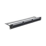 Panel de parcheo de impacto Patch Panel (110) UTP de 24 puertos Cat6A, 19in, con barra para Organizar cables y espacio para Etiqueta LP-PP-605A